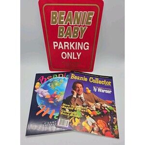 Vtg Beanie Baby Lot - Beanie Mania Book, Beanie Collector Mag, Beannie Baby Sign